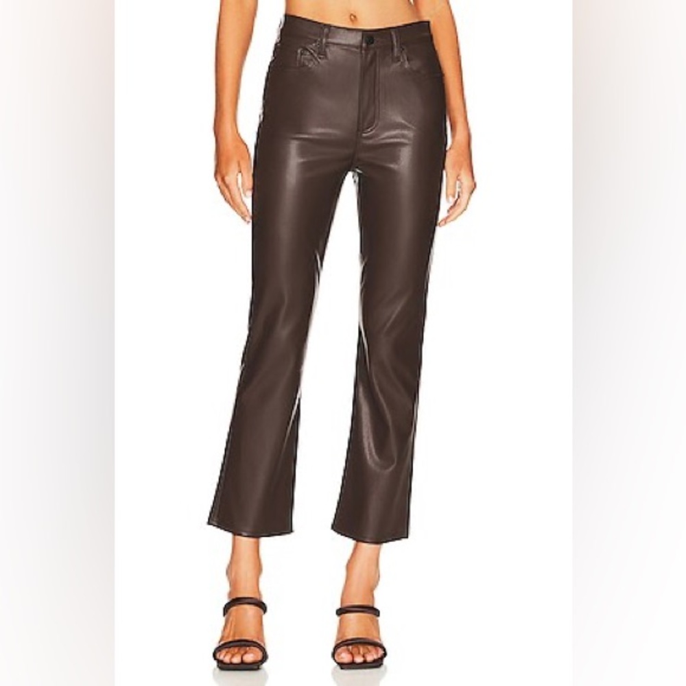 High rise cropped leather pants